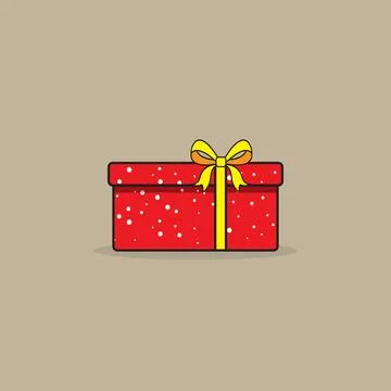 Red gift box with bow and ribbon on baige isolated background for New Year,.. Stockillustratie