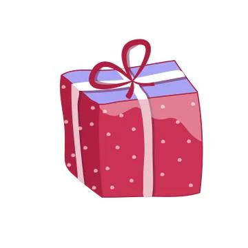 Red gift box with a bow icon, special present idea. Flat design vector illust Stock Illustration