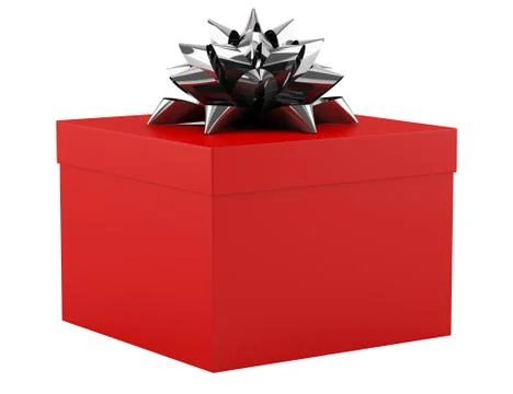 Red gift box with bow isolated on white background Stock Illustration