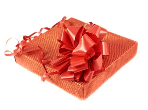 Red gift box with a bow Stock Photos