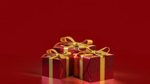 The Red Gift box  for celebration or Holiday concept 3d Rendering. Stock Illustration