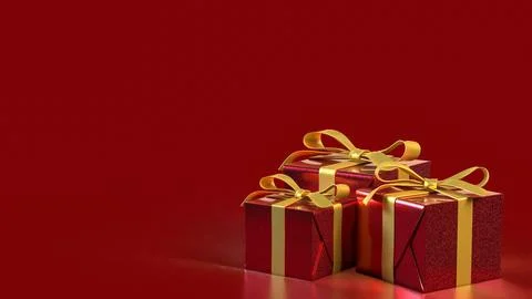 The Red Gift box  for celebration or Holiday concept 3d Rendering. Stock Illustration