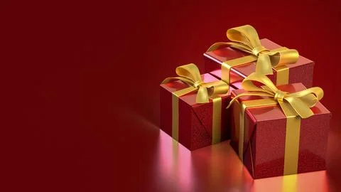 The Red Gift box  for celebration or Holiday concept 3d Rendering. Stock Illustration
