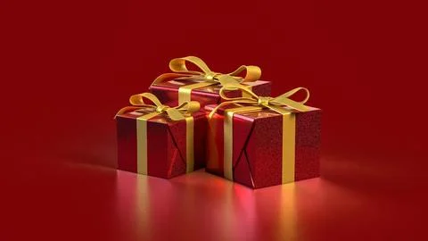 The Red Gift box  for celebration or Holiday concept 3d Rendering. Stock Illustration