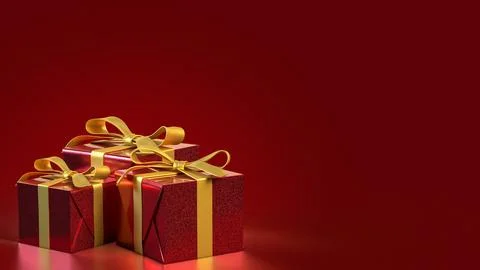 The Red Gift box  for celebration or Holiday concept 3d Rendering. Stock Illustration