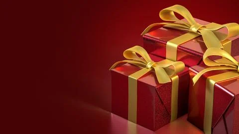 The Red Gift box  for celebration or Holiday concept 3d Rendering. Stock Illustration