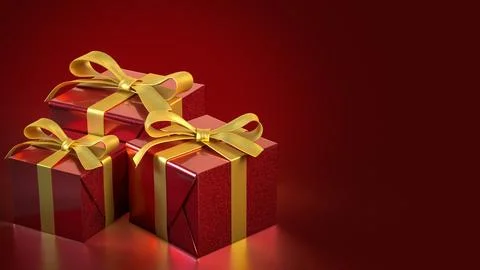 The Red Gift box  for celebration or Holiday concept 3d Rendering. Stock Illustration