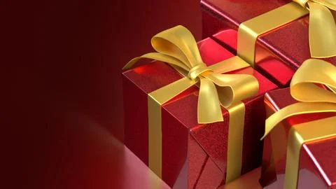 The Red Gift box  for celebration or Holiday concept 3d Rendering. Stock Illustration