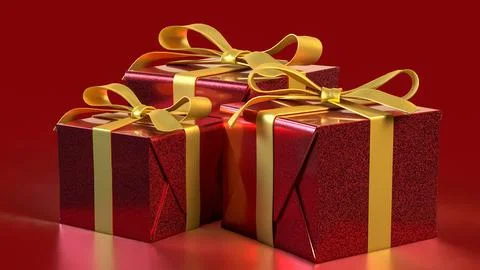 The Red Gift box  for celebration or Holiday concept 3d Rendering. Stock Illustration