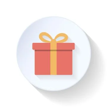 Red gift box flat icon Stock Illustration