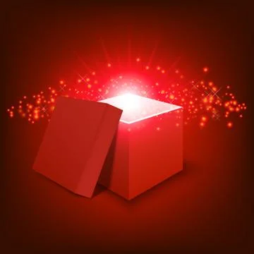 Red gift box on gradient background Stock Illustration