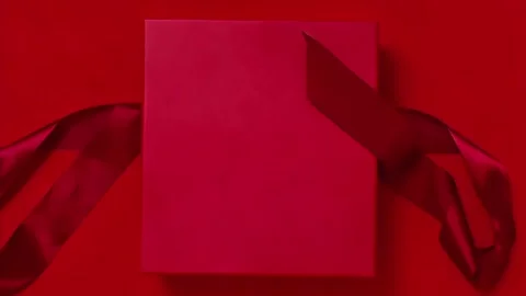 Red Gift Box Green Screen Card Motion Видео 344764914
