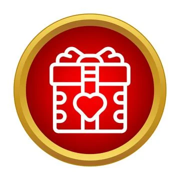 Red gift box icon with heart symbol Stock Illustration