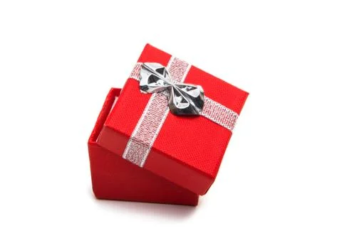 Red gift box isolated Stock Photos