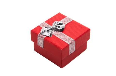 Red gift box isolated Stock Photos
