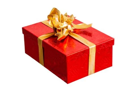 Red gift box isolated on white background Stock Photos