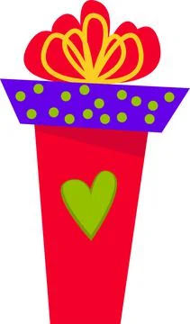 A red gift box with a large bow for all holidays. Stock Illustration