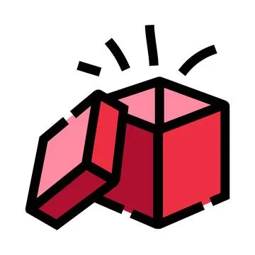 Red gift box opening revealing a surprise Stock Illustration