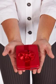Red gift box Stock Photos