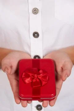 Red gift box Stock Photos