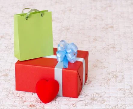 Red gift box Stock Photos