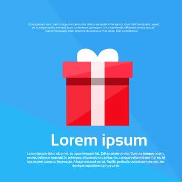 Red Gift Box Present Flat Vector Stock Illustration