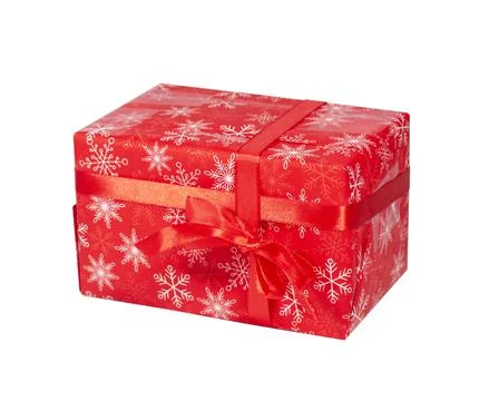 Red gift box with red bow, insulated Stock Photos