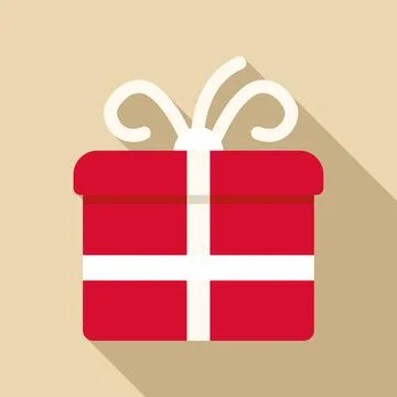 Red gift box with ribbon and shadow Stock Illustration