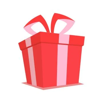 Red gift box with ribbon packaging in vector format Illustrazione stock