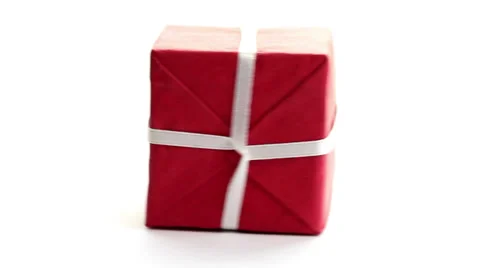 Red Gift Box Rotating Stock Footage 34537307