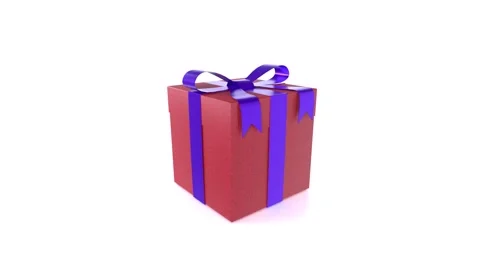 Red Gift Box rotating in loop on white background Stock Footage 276340087