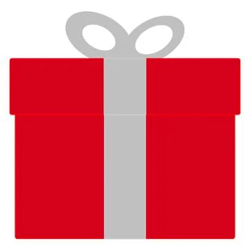 Red gift box with silver bow and ribbon Stock Illustration