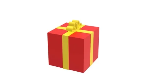 Red Gift Box on White Background 3D Rendering Stock Footage 121685410
