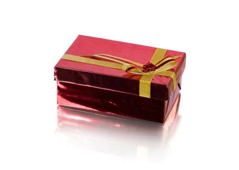 Red Gift Box on white background Stock Photos