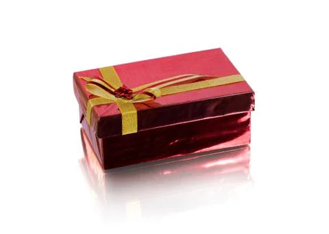 Red Gift Box on white background Stock Photos