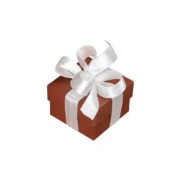 Red gift box with white bow .Isolated on a white background Foto stock