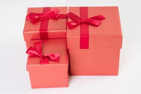 Red gift box on white Stock Photos