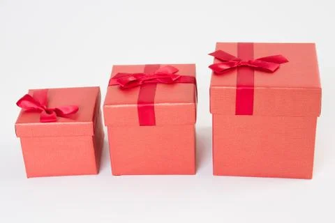 Red gift box on white Stock Photos