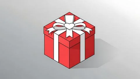 Red gift box with white ribbon Stock Illustration