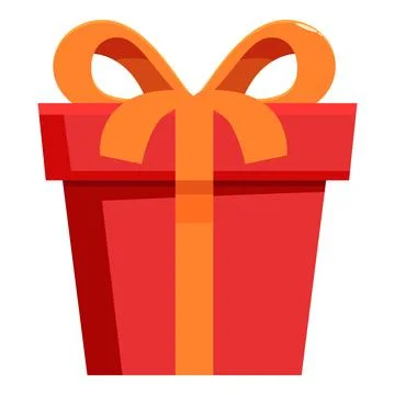 Red gift box wrapped with orange ribbon bow celebrating special occasions Stock Illustration