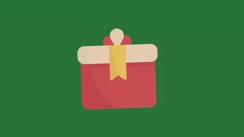 A red gift box with yellow ribbon and on green background isolated isolated on Video stock 336858192