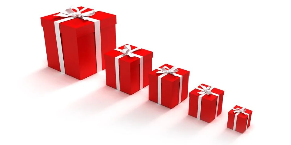Red gift boxes in different sizes Stock Illustration