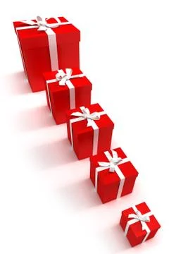 Red gift boxes in different sizes Stock Illustration