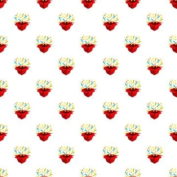 Red gift boxes exploding confetti seamless pattern Stock Illustration