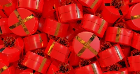 Red gift boxes falling on green screen. Stock-Footage 255527880