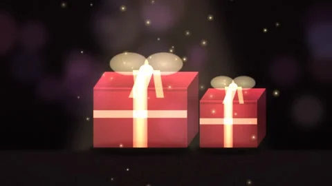Red Gift Boxes with Glowing Ribbons and Magic Sparkles Animation Stock Footage 347651027