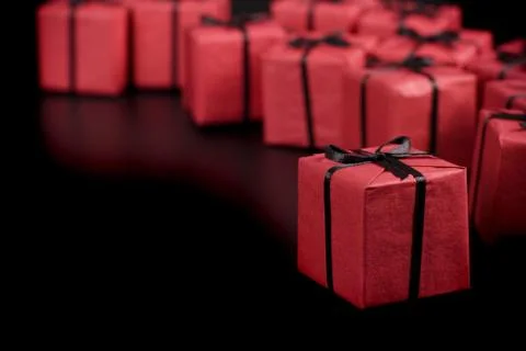 Red gift boxes Stock Photos