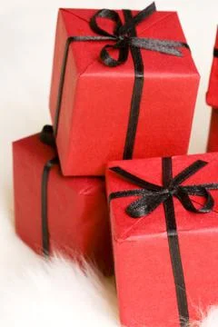 Red gift boxes Foto stock
