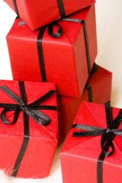 Red gift boxes Stock Photos