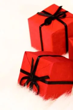 Red gift boxes Stock Photos